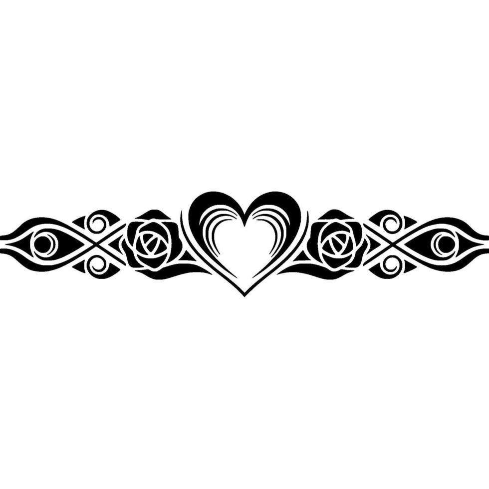 Intricate Black White Heart Border, Celtic vector