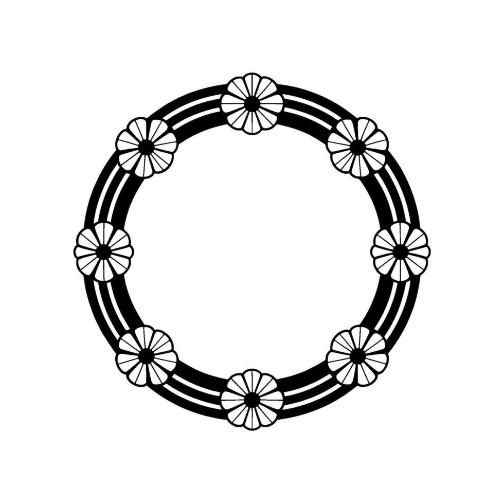 Japanese Blossom Circle, Minimalist , Elegant Border vector