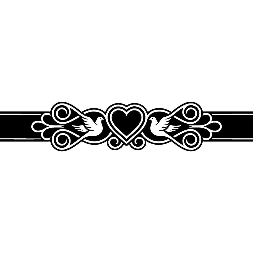 Elegant Dove Heart Border, Vintage Romance Illustration vector