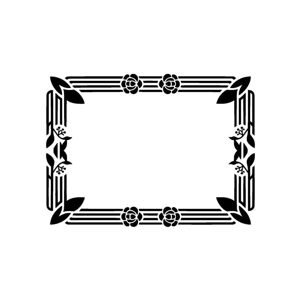 Art Deco Floral Border, Elegant Vintage - Frame vector
