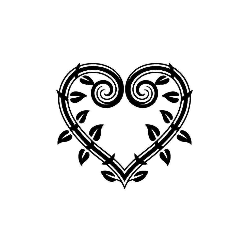 Elegant Floral Heart Emblem, Vintage Style vector