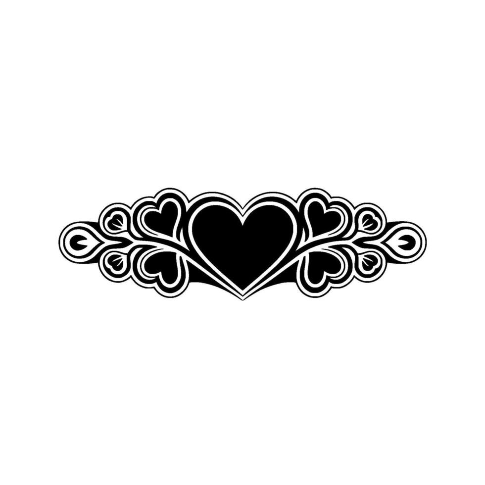 Elegant Heart Ornament, Vintage Romance Border vector