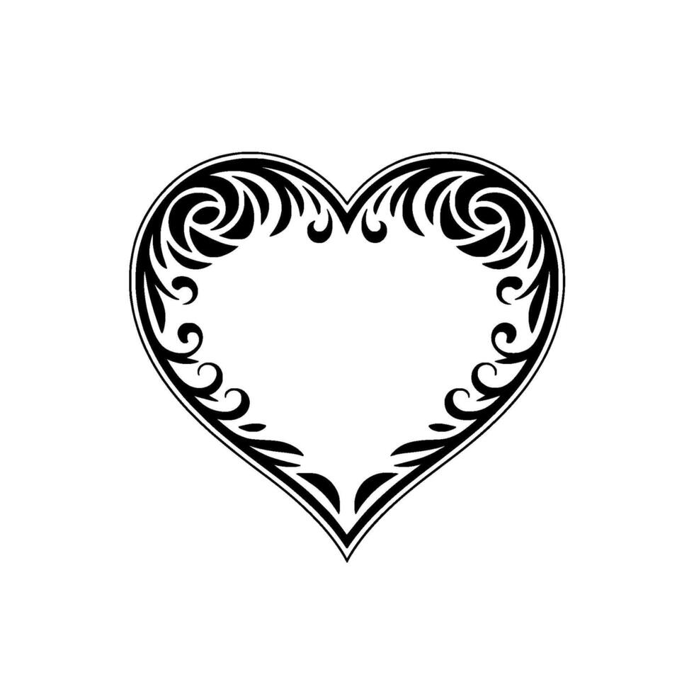 Intricate Black Heart Ornament, Elegant - Floral vector