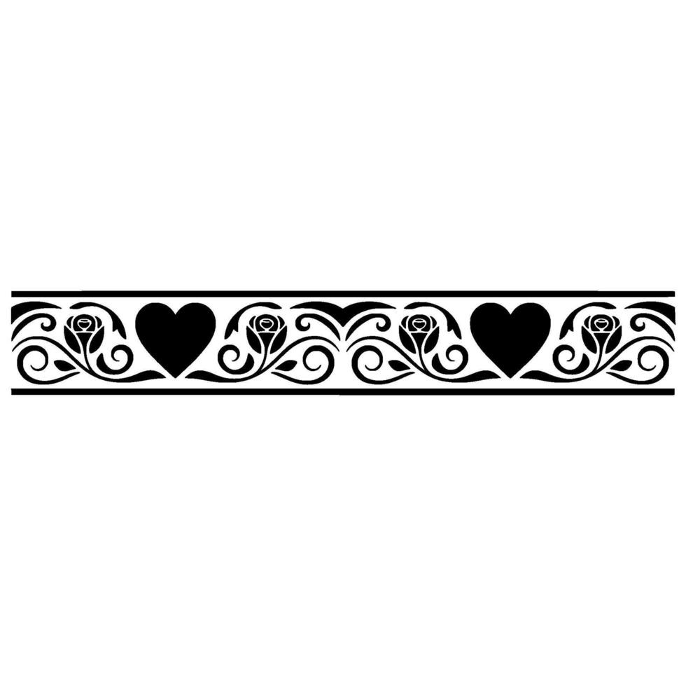 Elegant Black Floral Border, Romantic Element vector