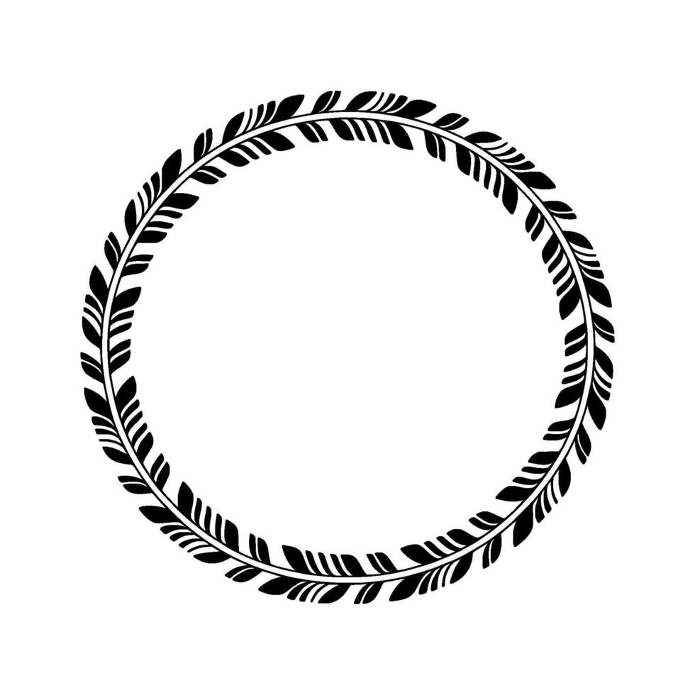 Elegant Botanical Circle Frame, Minimalist - Circular vector