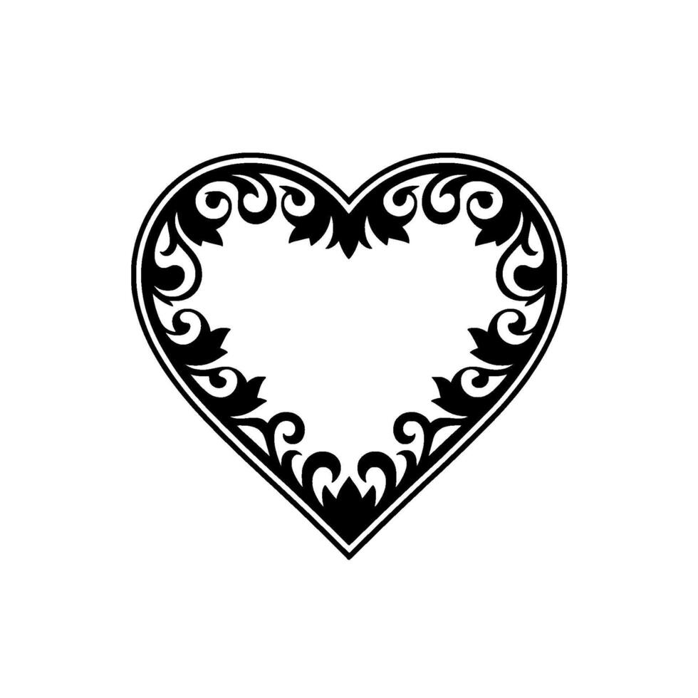 Intricate Black Heart Ornament, Decorative Border vector