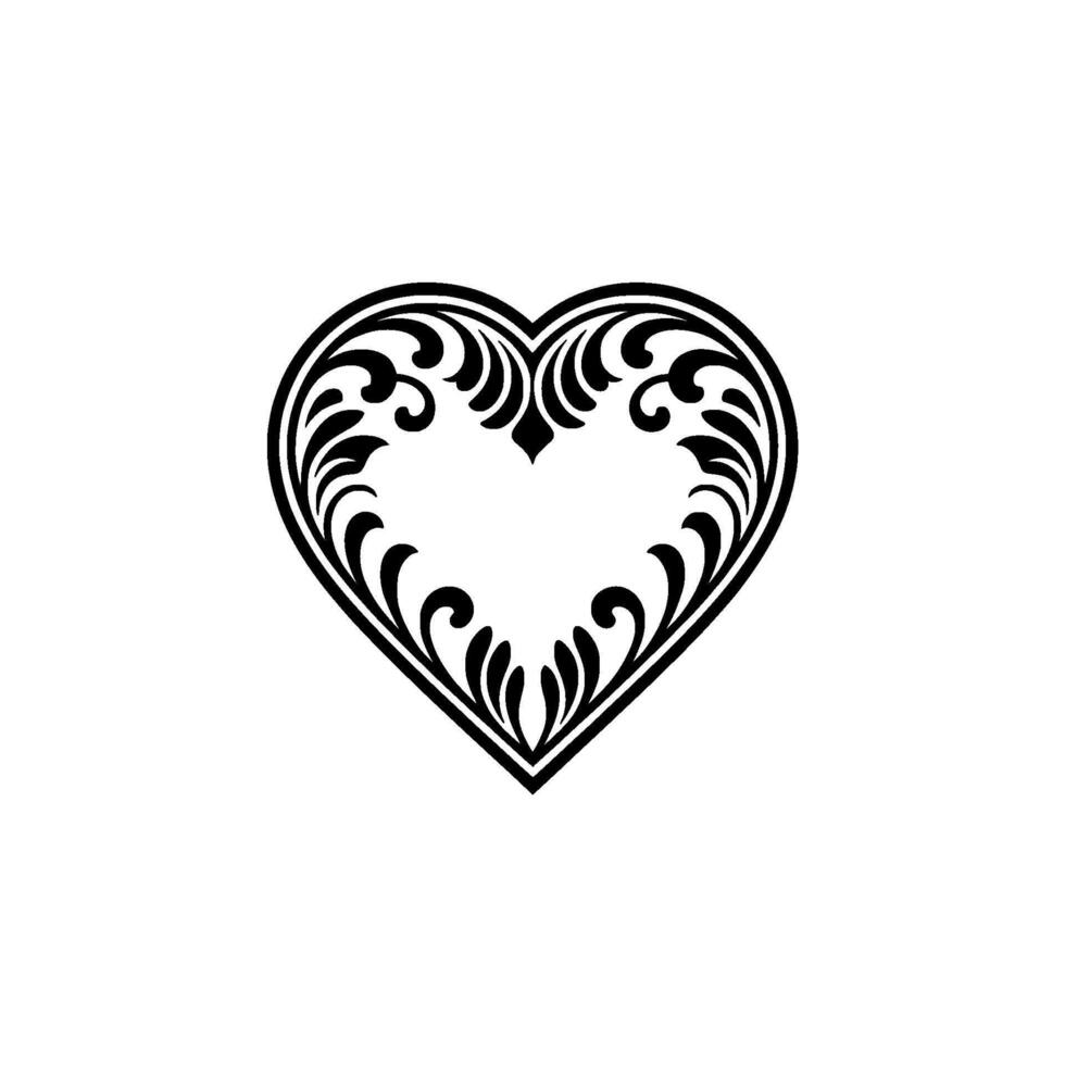 Intricate Black Heart Ornament, Elegant Floral vector