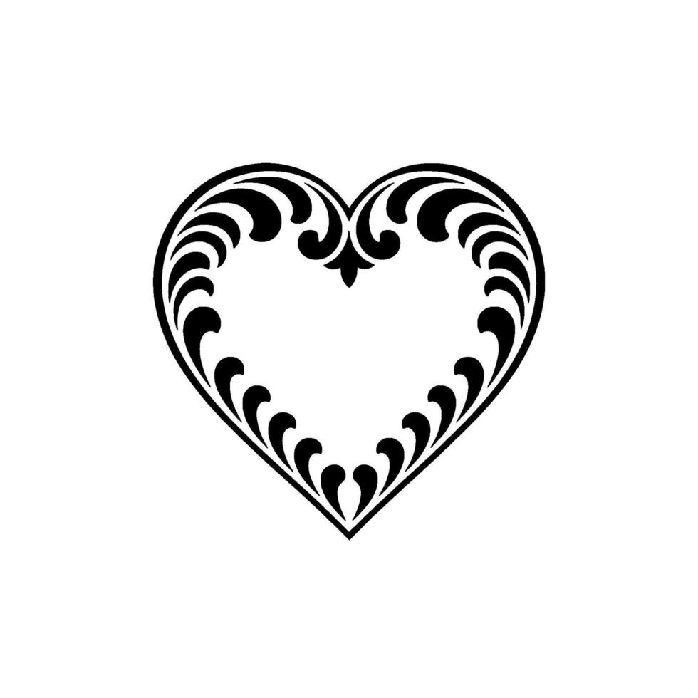 Intricate Black Heart Ornament, Decorative vector