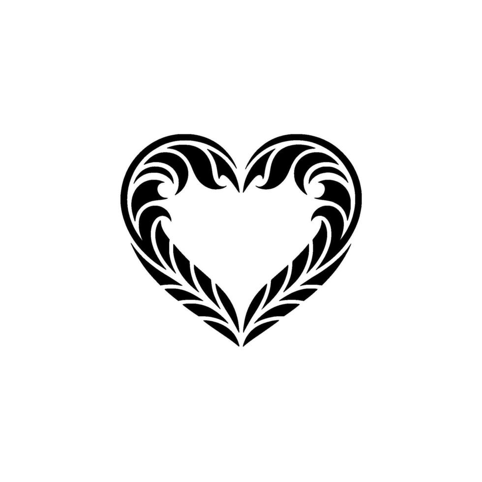 Intricate Tribal Heart Emblem, Black White vector