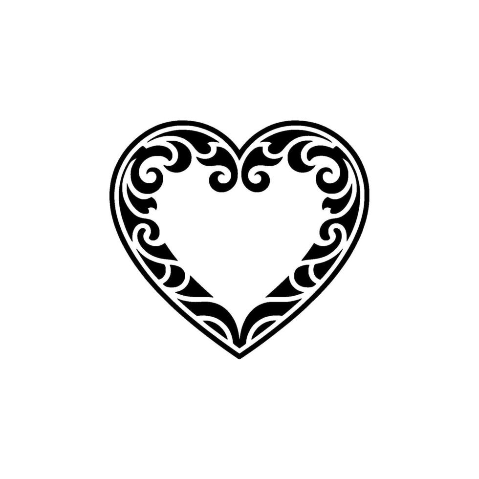 Intricate Black Heart Ornament, Vintage Style vector