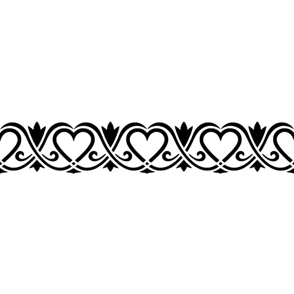 Intricate Black Floral Border, Vintage Elegance - Hearts vector