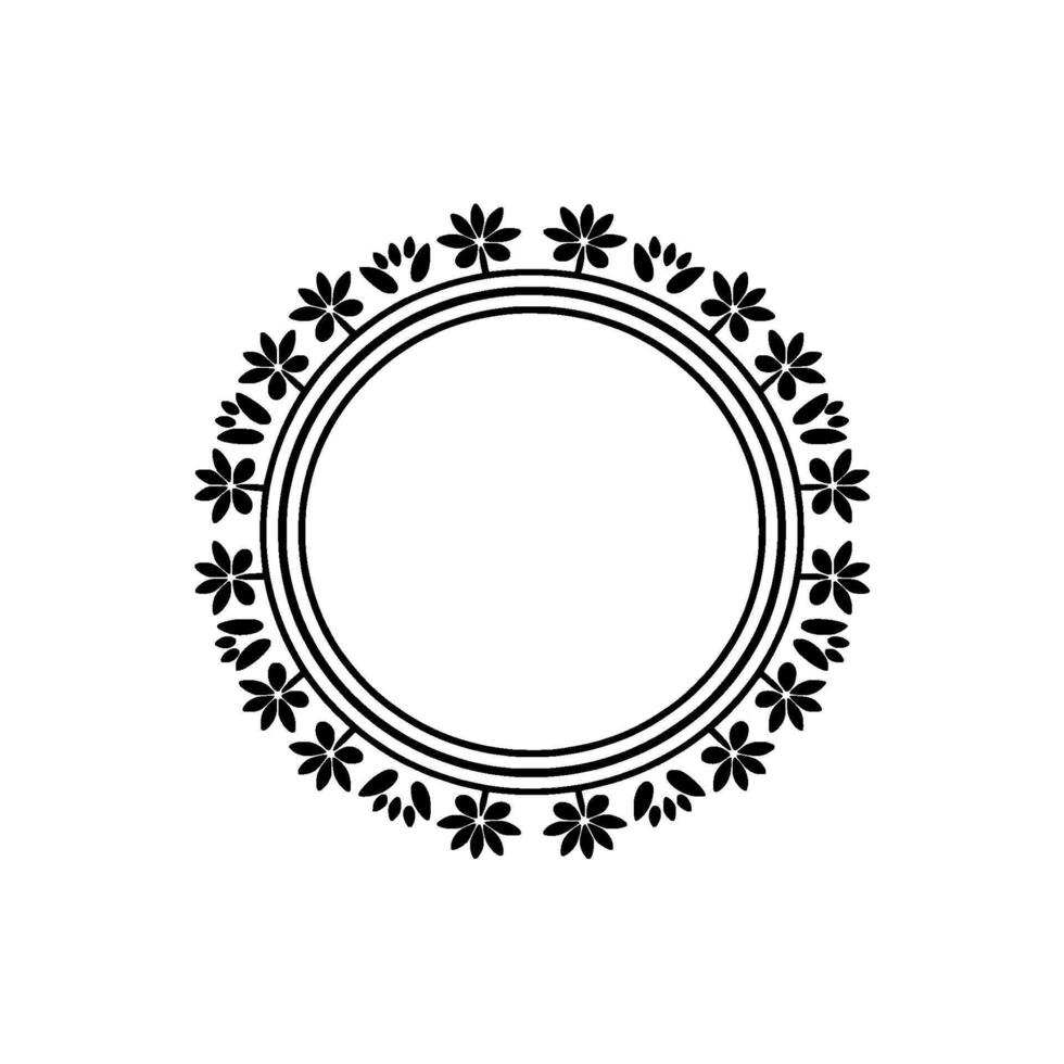 Ornamental Floral Circle Frame, Vintage vector