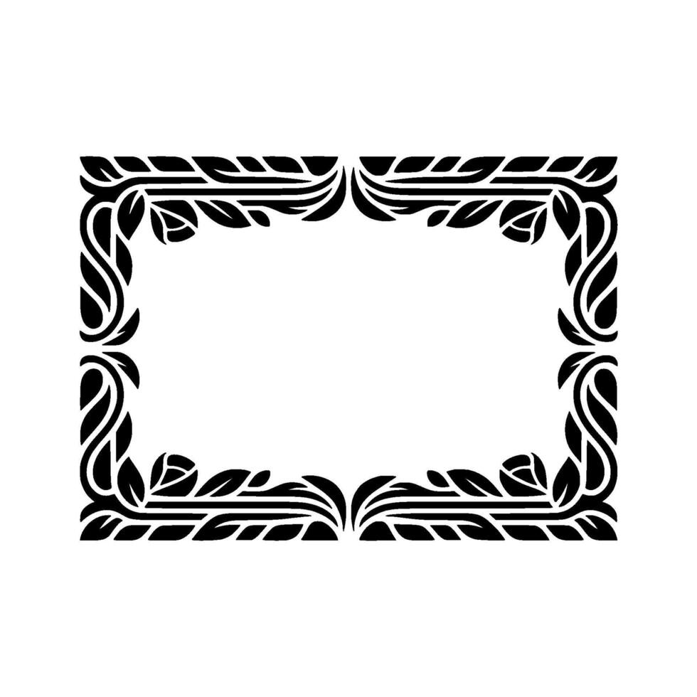 Intricate Black Frame, Stylized Botanical Border, Elegant vector