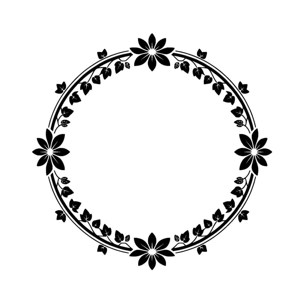 Elegant Floral Border, Vintage , Circular Frame - Wreath vector