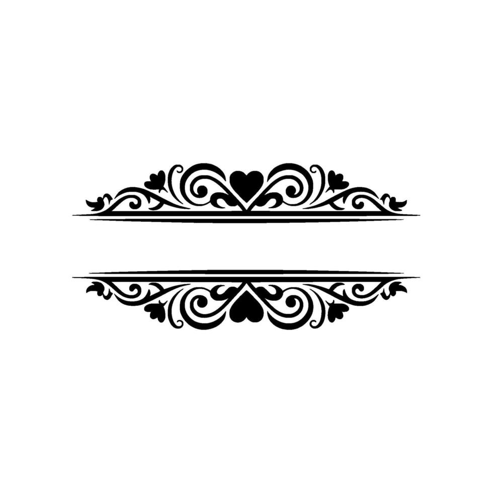 Elegant Black Floral Border, Vintage Element - Decorative, Division vector