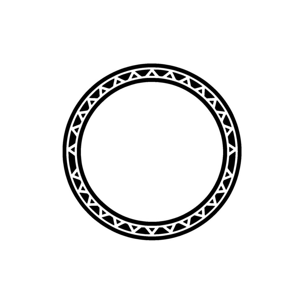 Geometric Tribal Circle Frame, Minimalist - Outline - Pattern vector