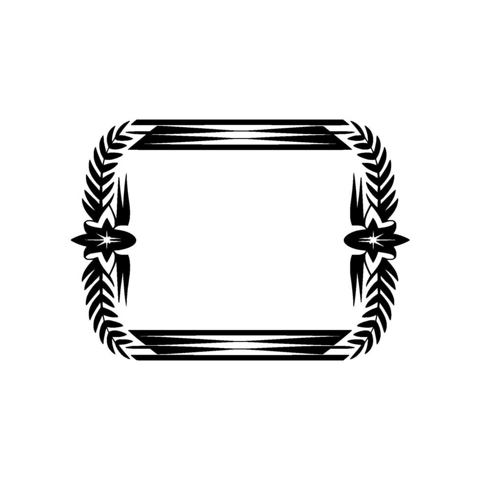 Elegant Black Frame, Stylized Laurel Star Ornamentation vector