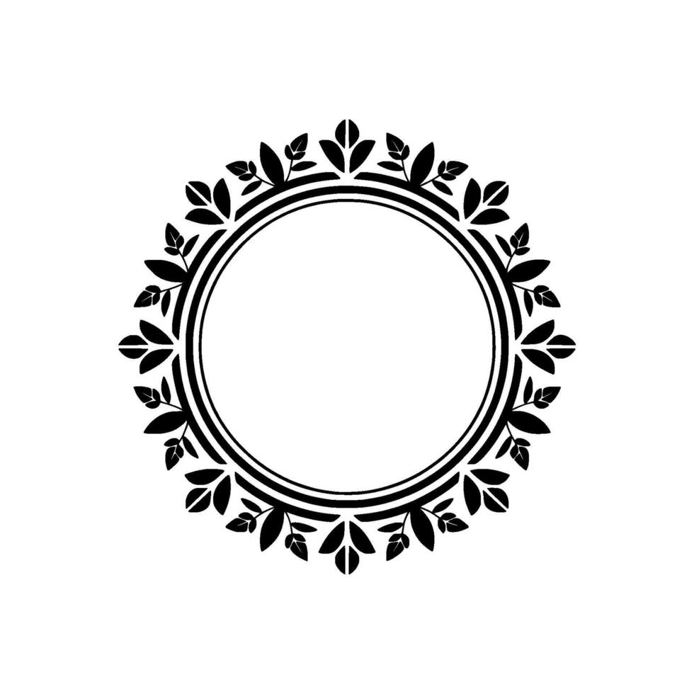 Elegant Botanical Circle Frame, Vintage Style - Leaf vector