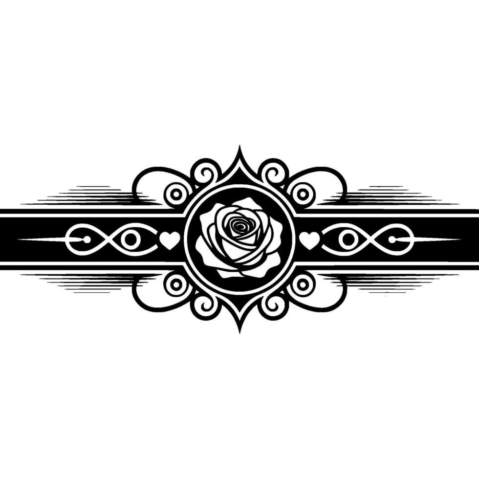 Elegant Black Rose Ornament, Vintage Element vector