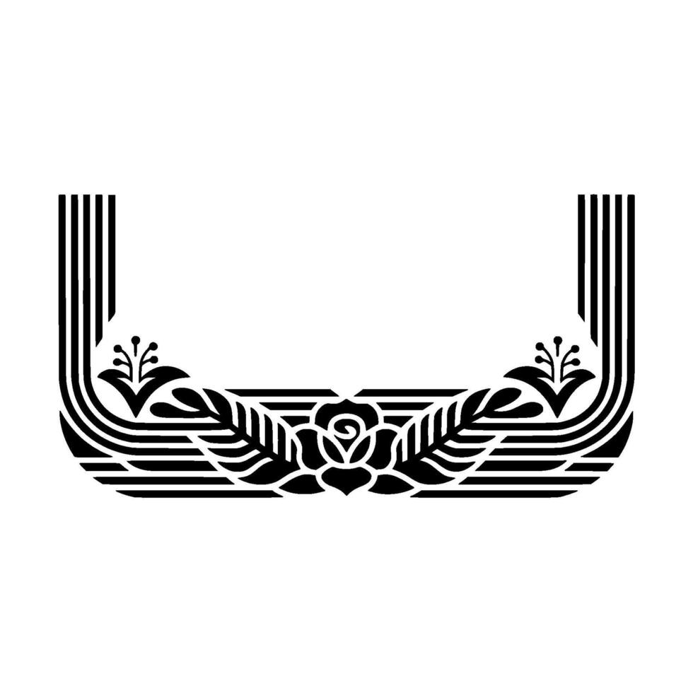 Art Deco Floral Frame, Geometric Elegance vector