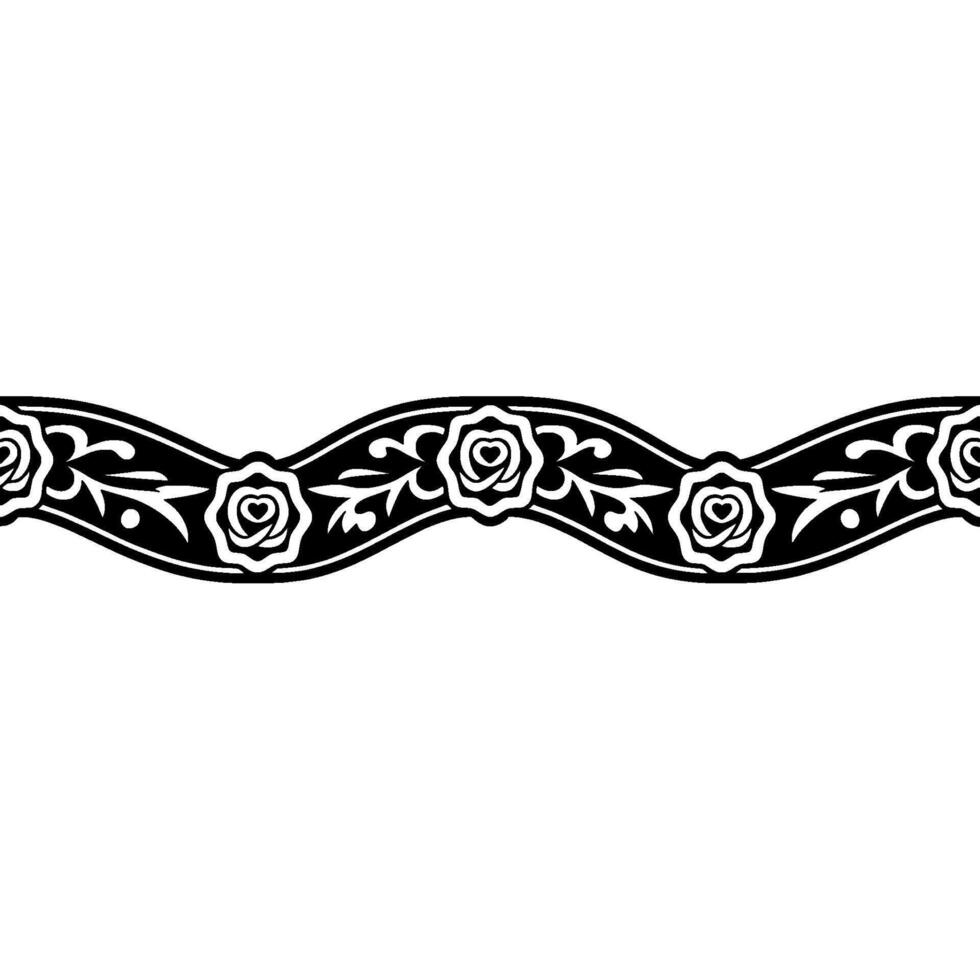 Elegant Black and White Rose Border - Ornamental vector