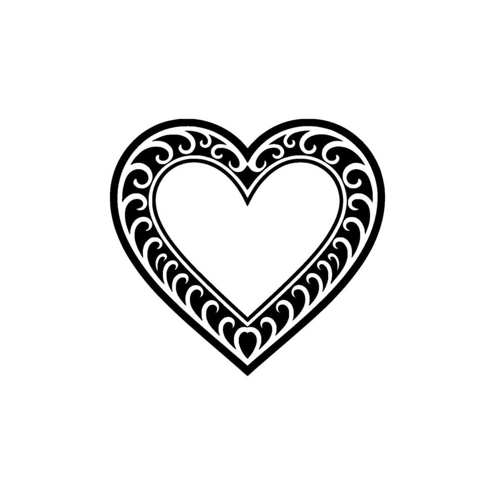 Intricate Tribal Heart, Elegant Black White vector