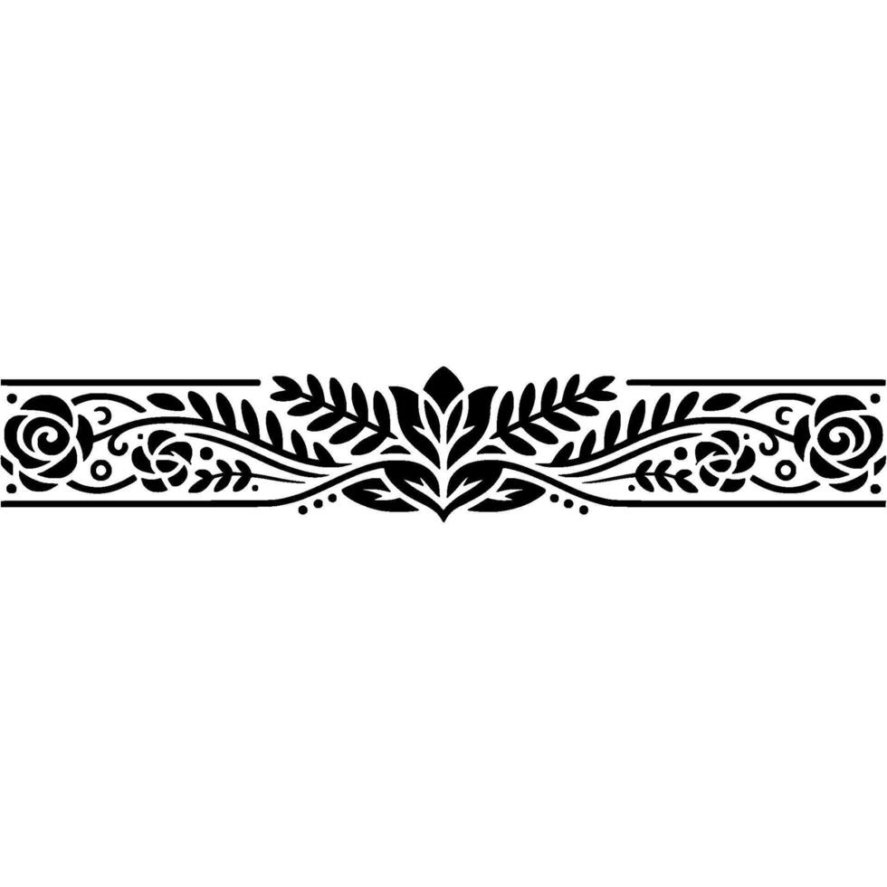 Elegant Black Floral Border, Vintage Element - Ornament, Foliage vector