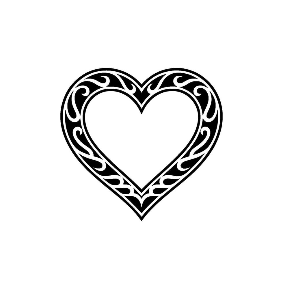 Intricate Tribal Heart, Black and White vector