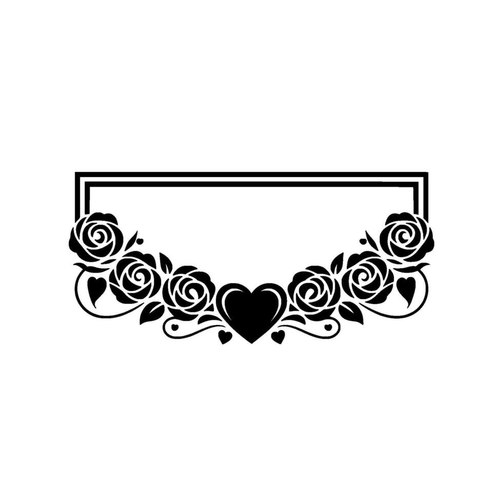 Elegant Floral Border, Romantic , Vintage Illustration - Decorative vector