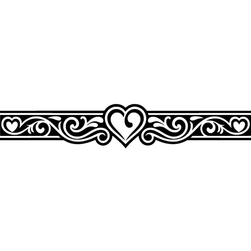 Elegant Heart Border, Vintage Element - Pattern vector