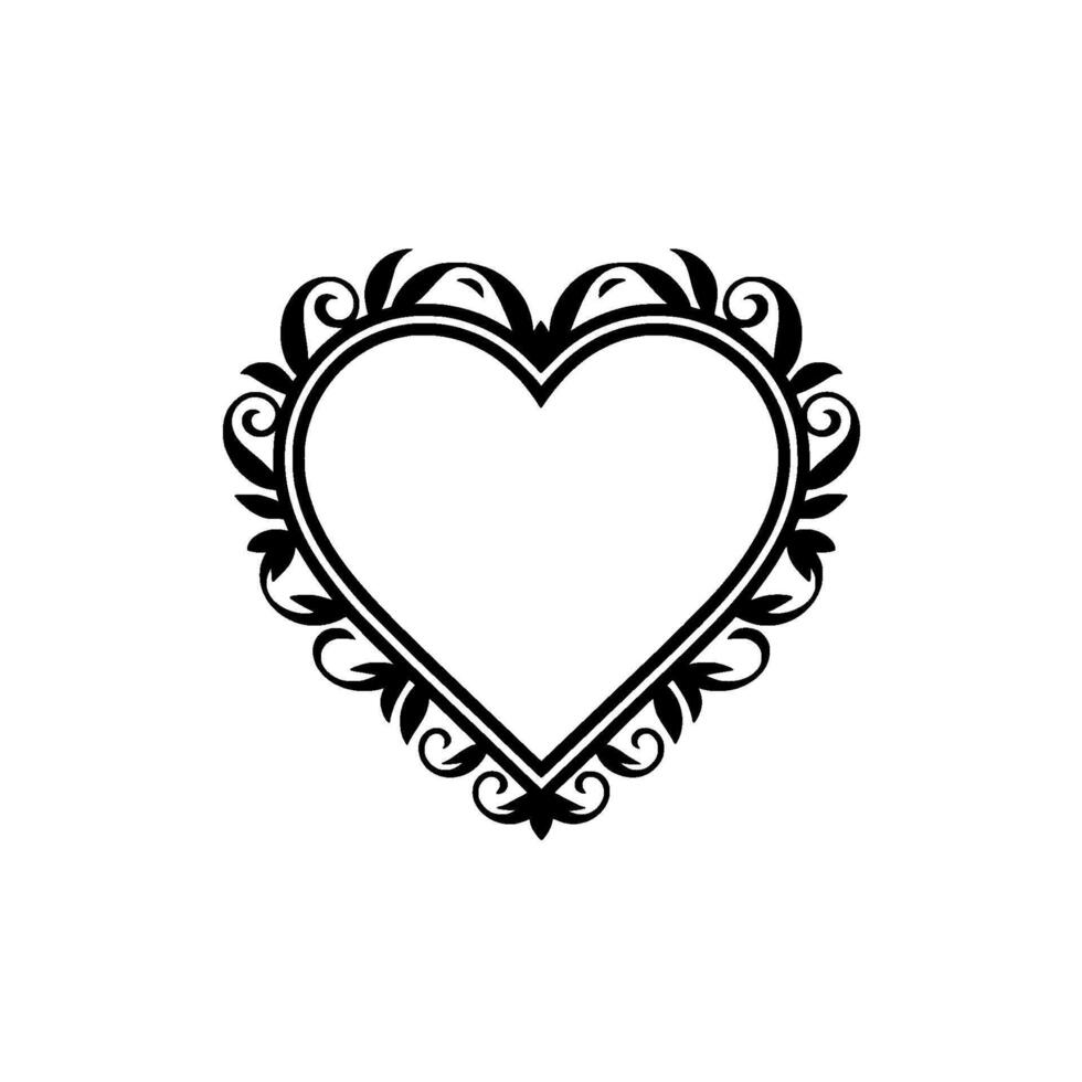 Intricate Heart Frame, Elegant Floral Border, Vintage vector