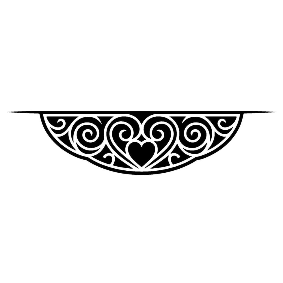 Intricate Black Heart Swirl Border, Elegant vector