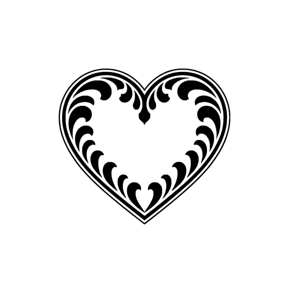 Intricate Black Heart Ornament, Elegant - Decorative vector