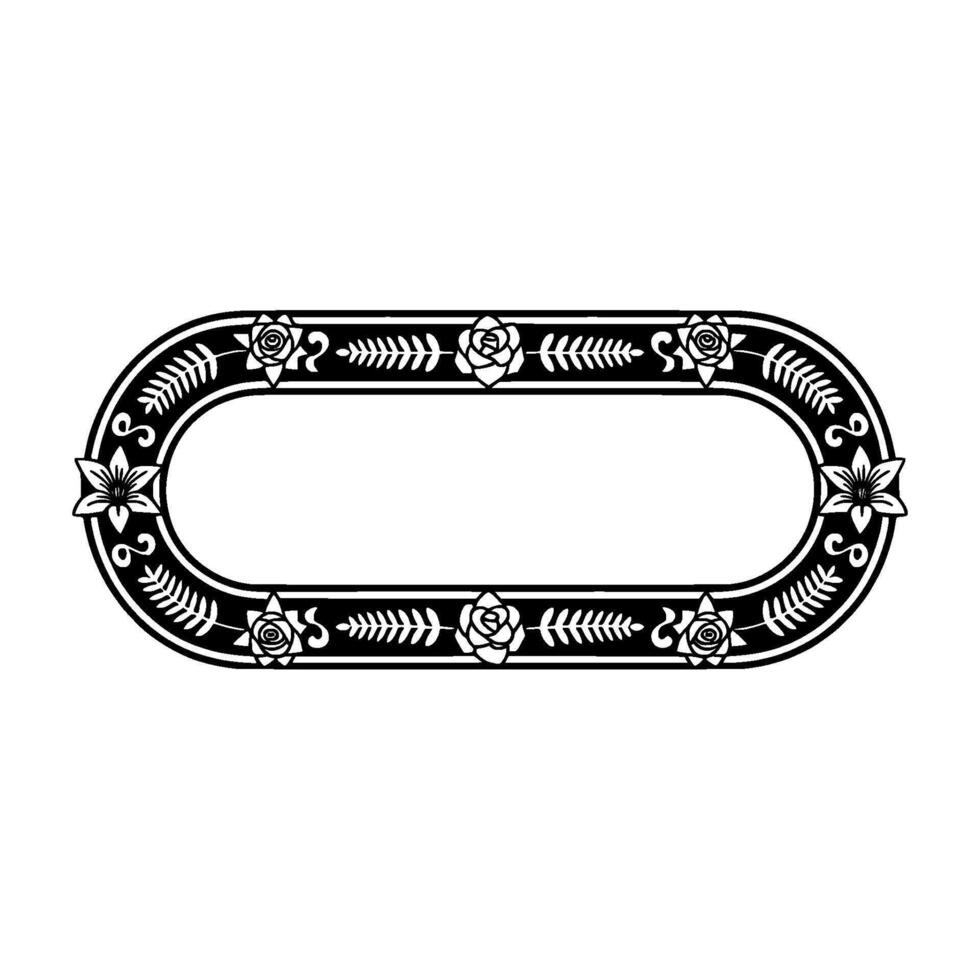 Elegant Floral Oval Border, Vintage - Ornamental vector