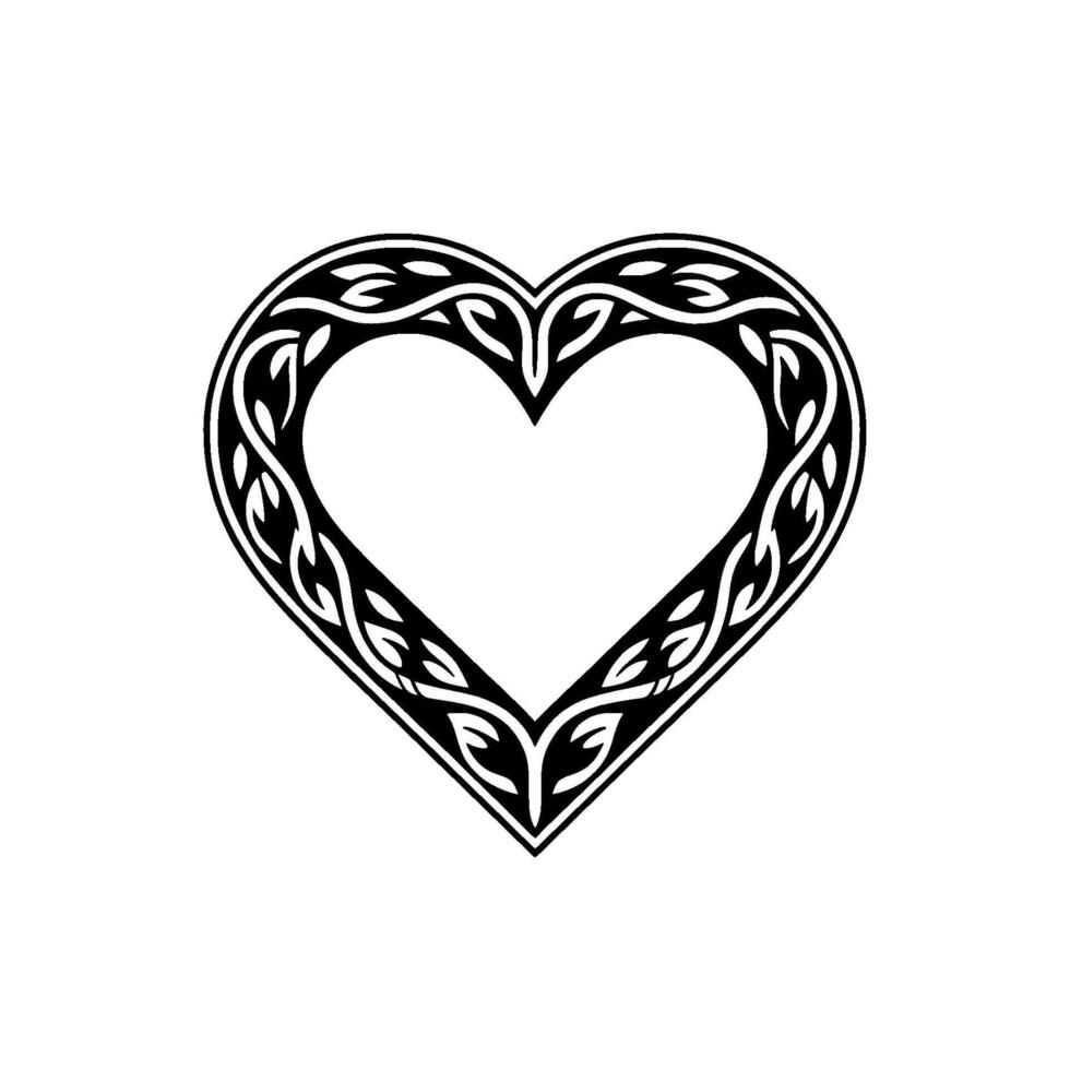 Intricate Celtic Heart Ornament, Black White, Symbolic vector