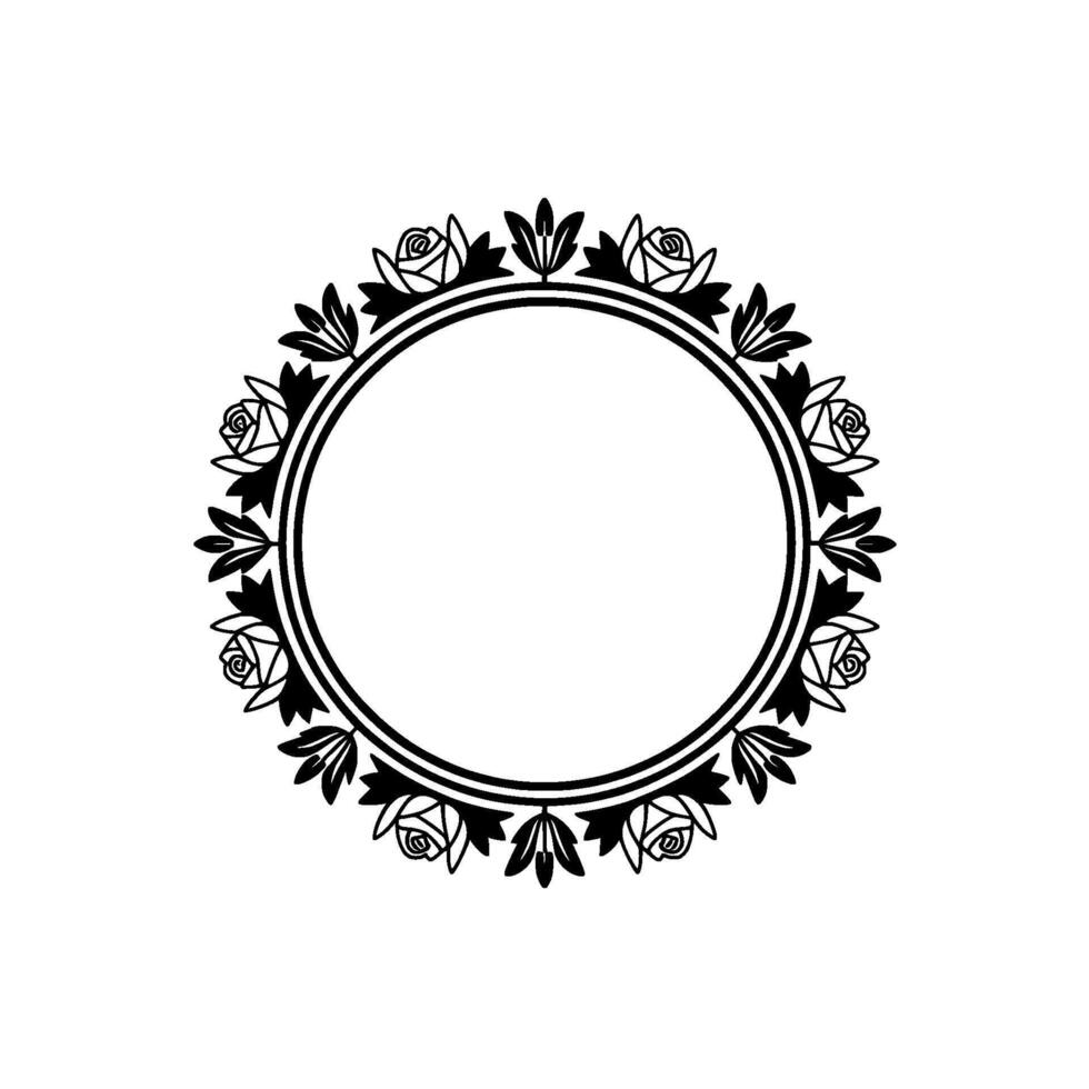 Elegant Floral Circle Frame, Vintage - Rose vector