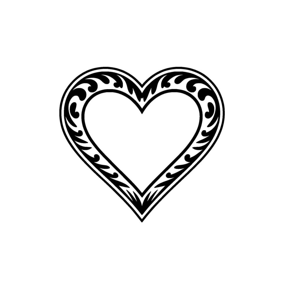 Intricate Floral Heart Emblem, Vintage Style vector
