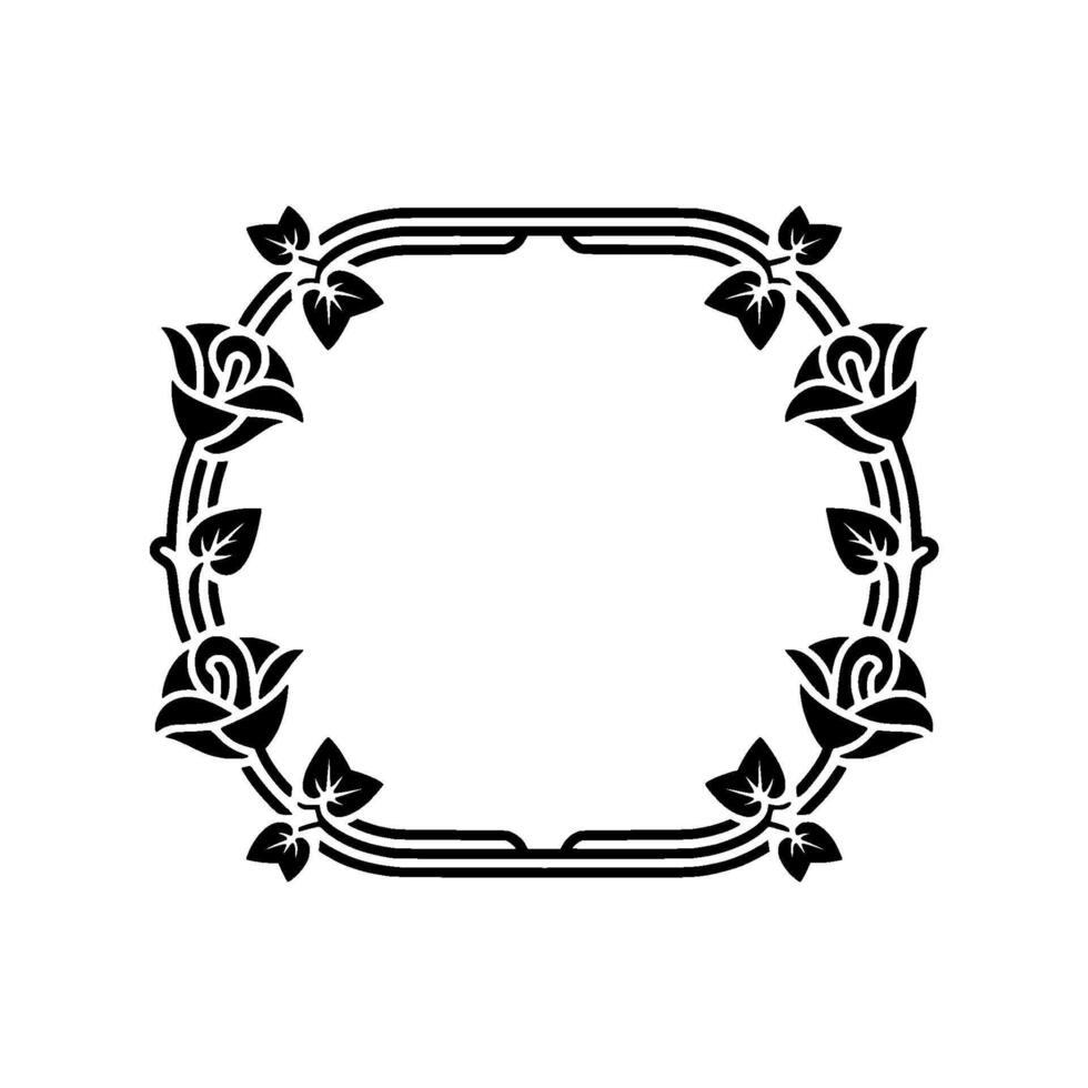 Art Nouveau Rose Frame, Elegant Border vector
