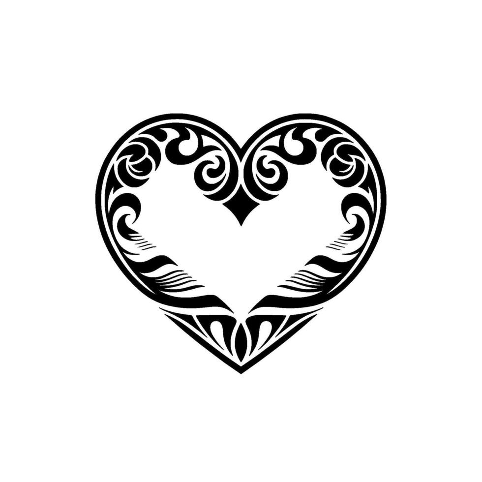 Intricate Tribal Heart, Elegant Black vector