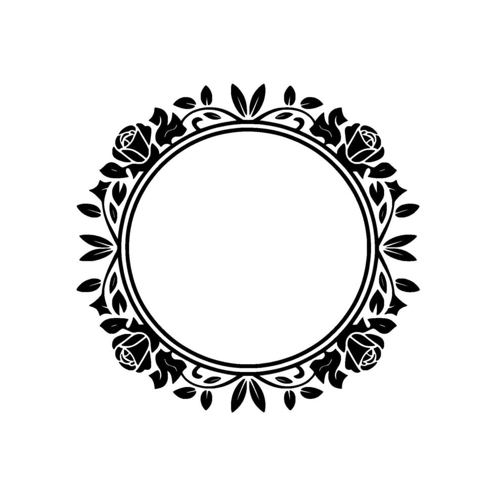 Elegant Floral Frame, Vintage , Minimalist Border - Roses vector
