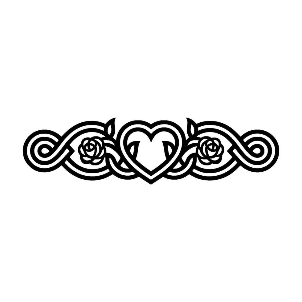 Intricate Celtic Heart Rose Border vector