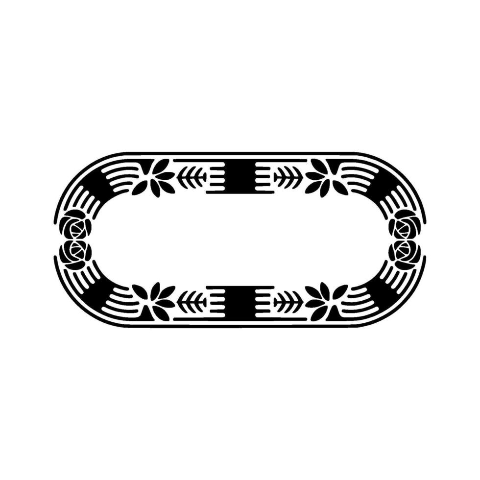 Geometric Oval Frame, Stylized Floral Border, Minimalist vector