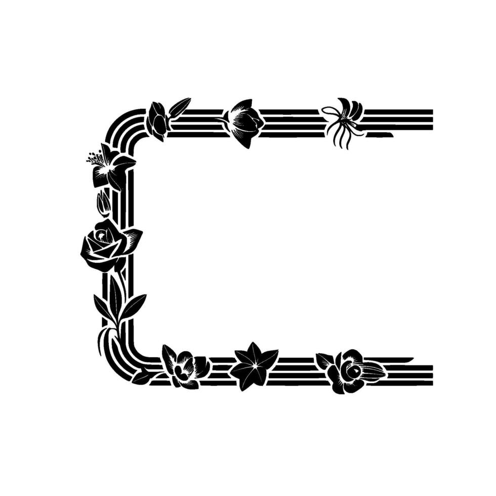 Elegant Floral Frame, Art Deco Style Border - Artdeco vector