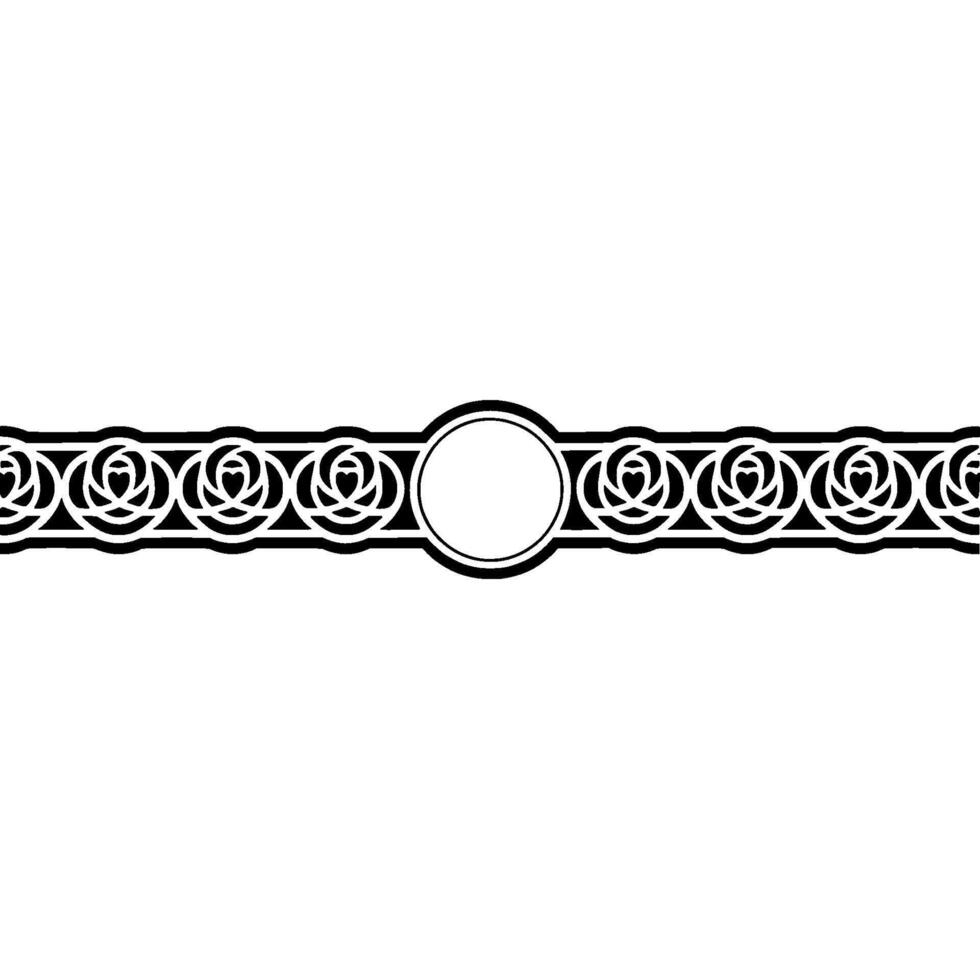 Celtic Rose Crescent Moon Border, Vintage Style vector