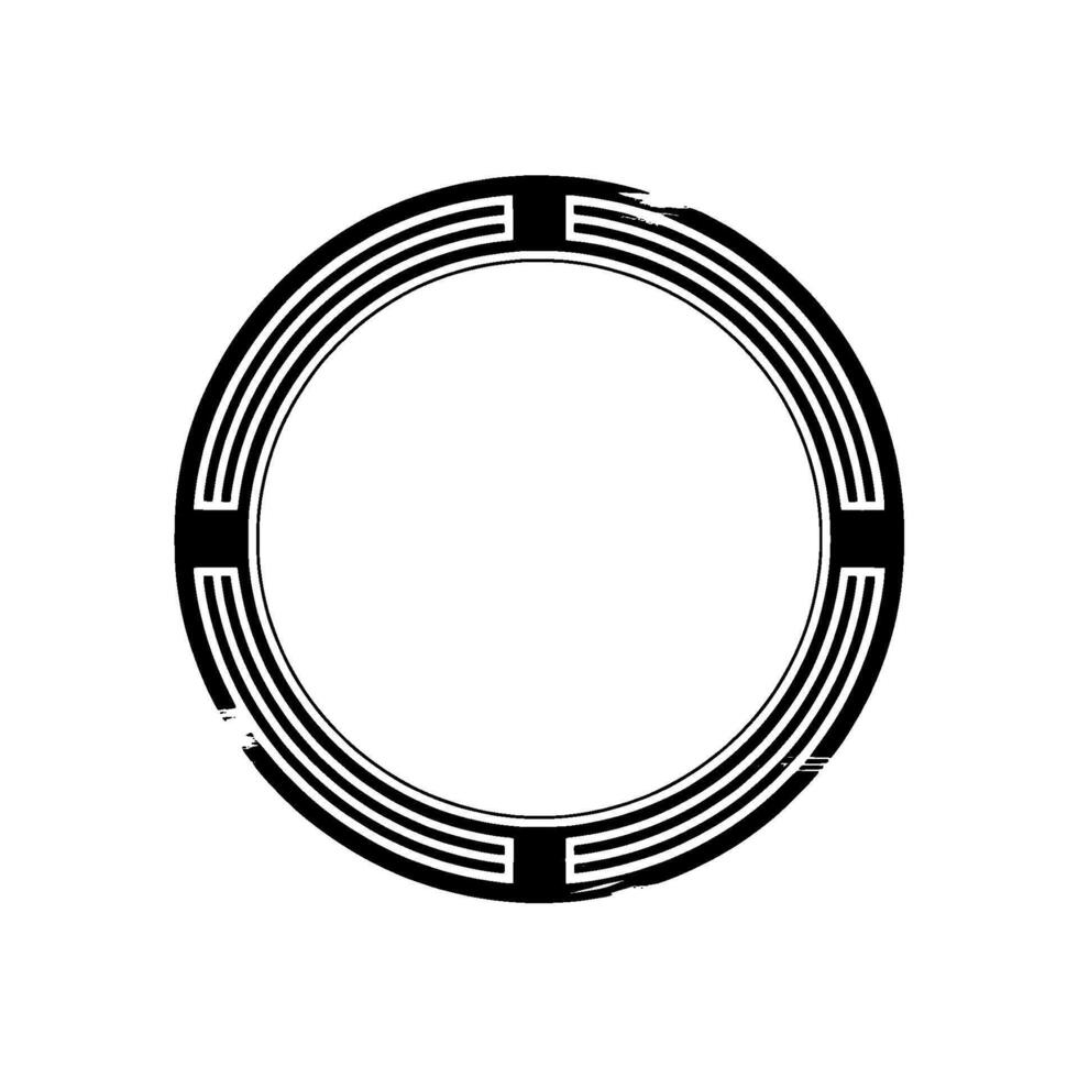 Geometric Circle Emblem, Textured Brushstroke vector