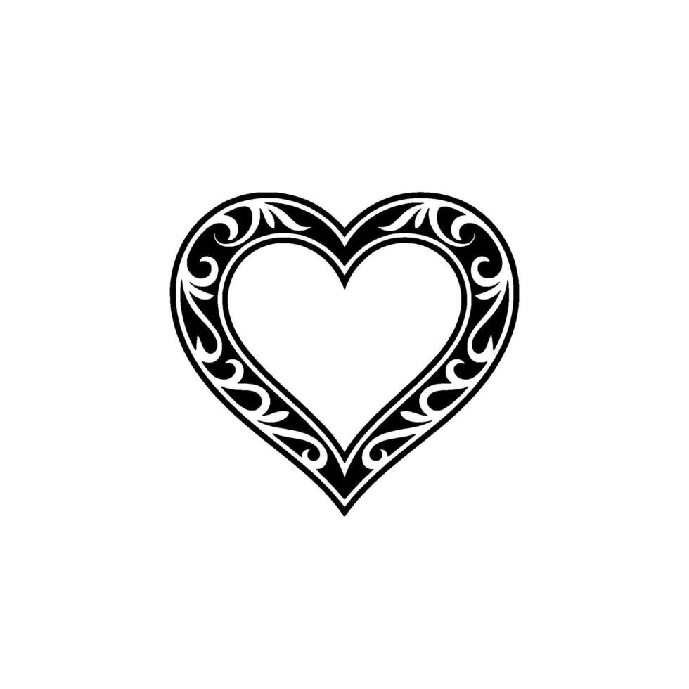 Intricate Heart Ornament, Elegant Black White vector