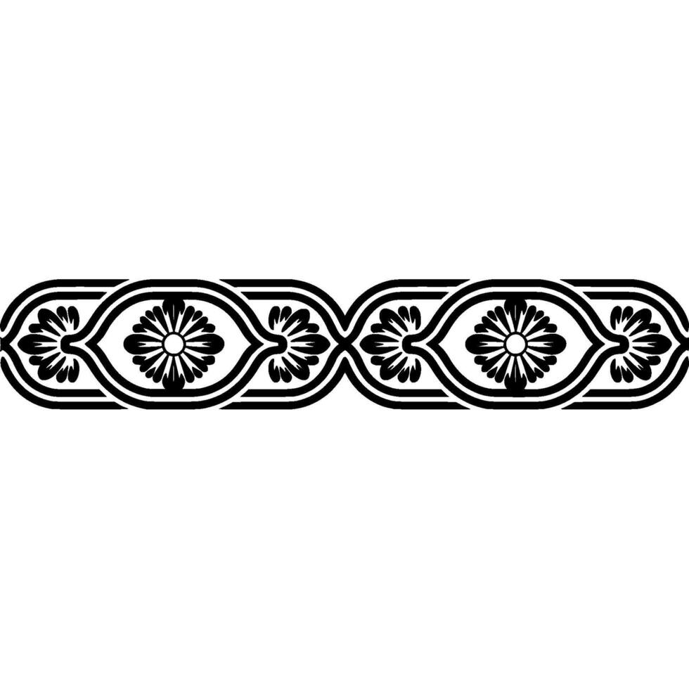 Intricate Floral Border, Japanese , Elegant Divider vector