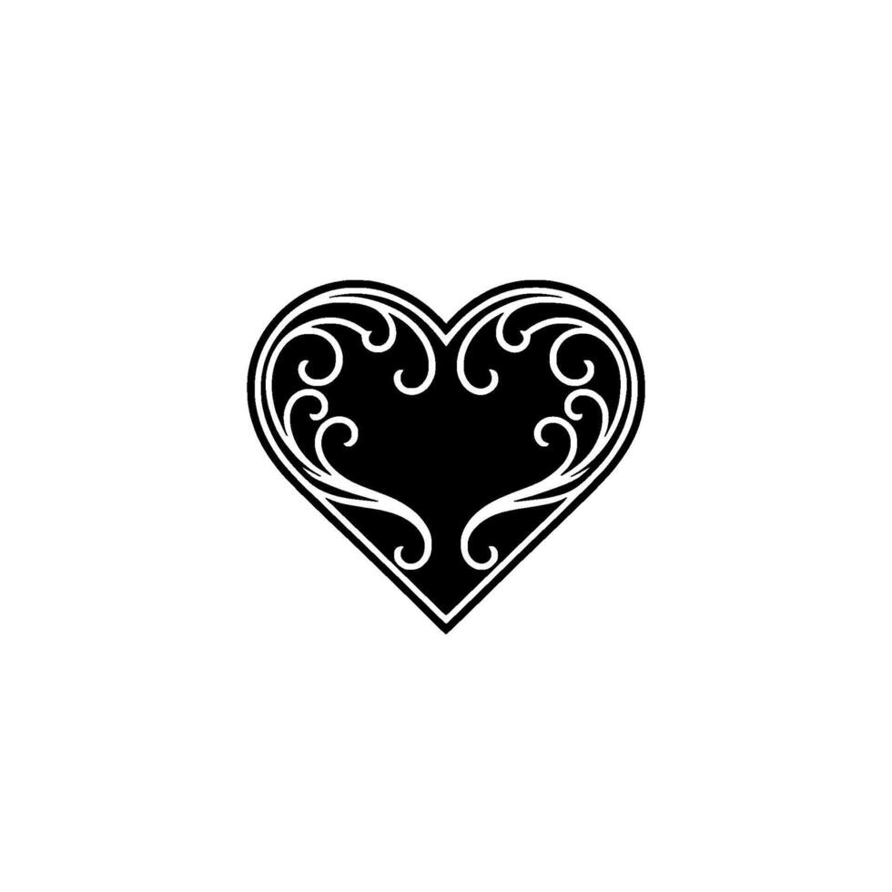 Elegant Black Heart with Intricate Swirls vector
