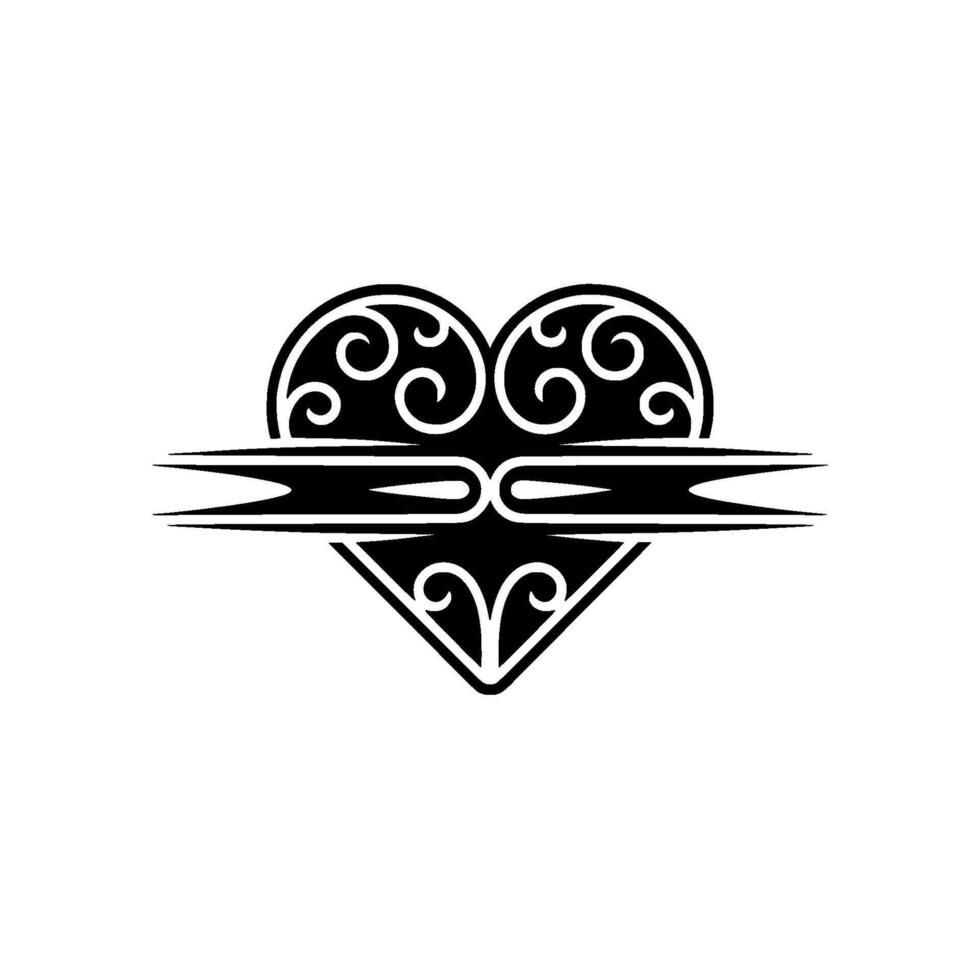 Intricate Tribal Heart Emblem, Elegant Black vector