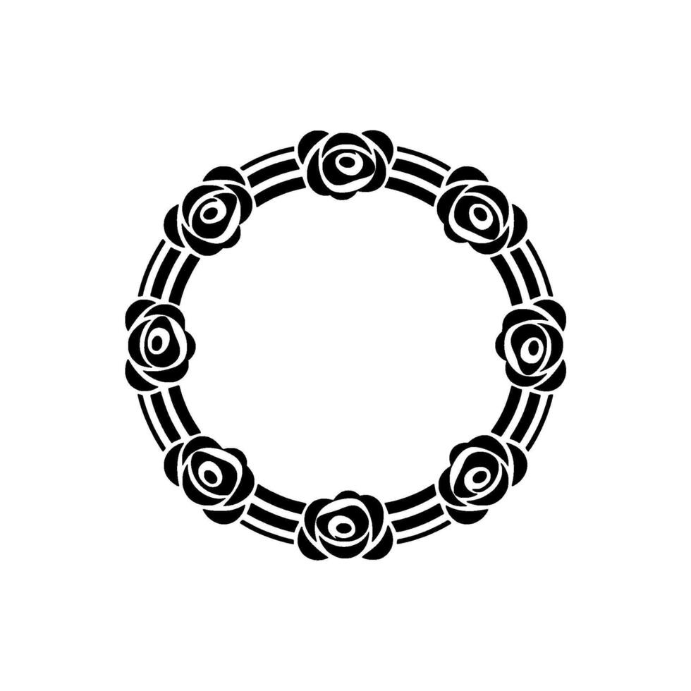 Elegant Floral Circle Frame, Minimalist - Pattern vector